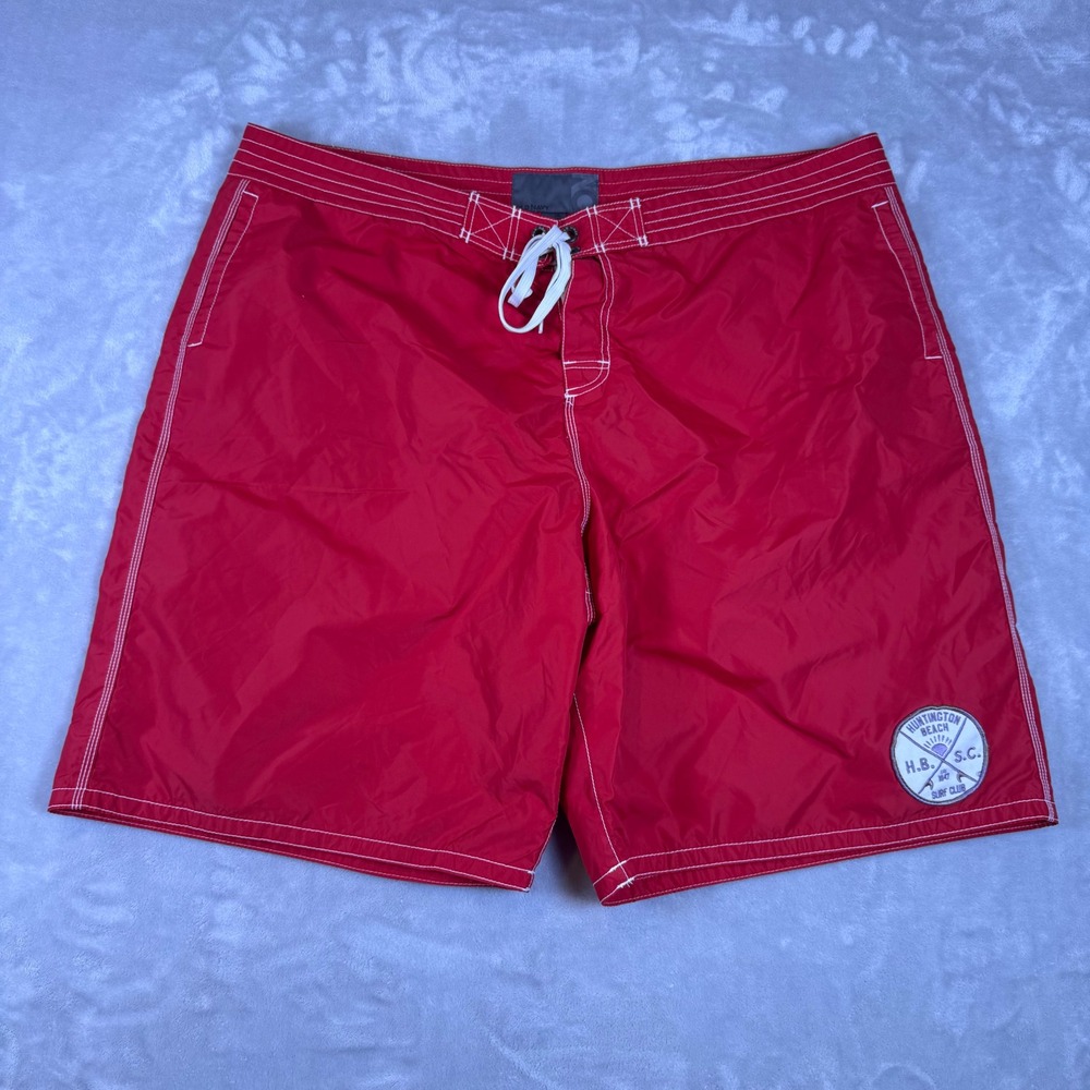 Old Navy Nylon‎ Board Shorts Swim Mens XXL Red Huntington Beach Surf Club